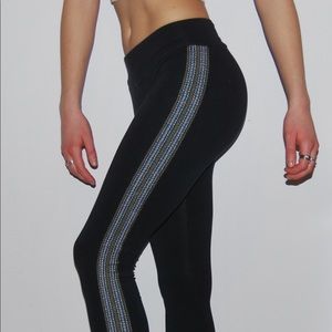 Black Yoga Pants with Stitched Stripes down Sides